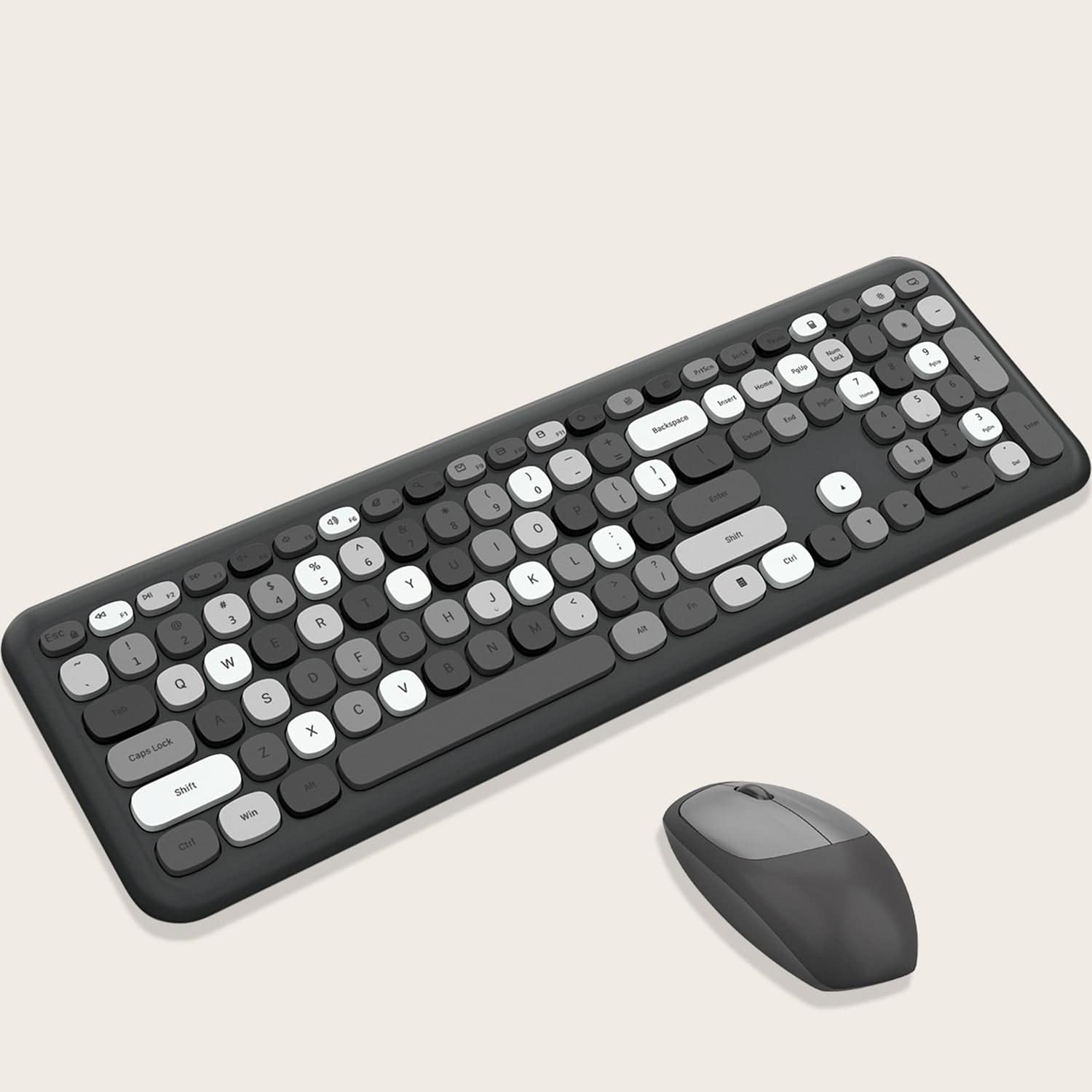 Wireless Full-Size Keyboard and Mouse Combo Black Gray