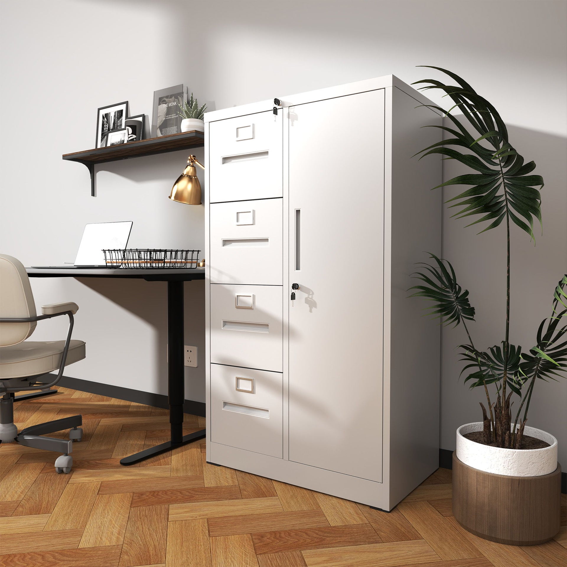 Metal Vertical Filing Cabinet with Lock Four Drawer Storage