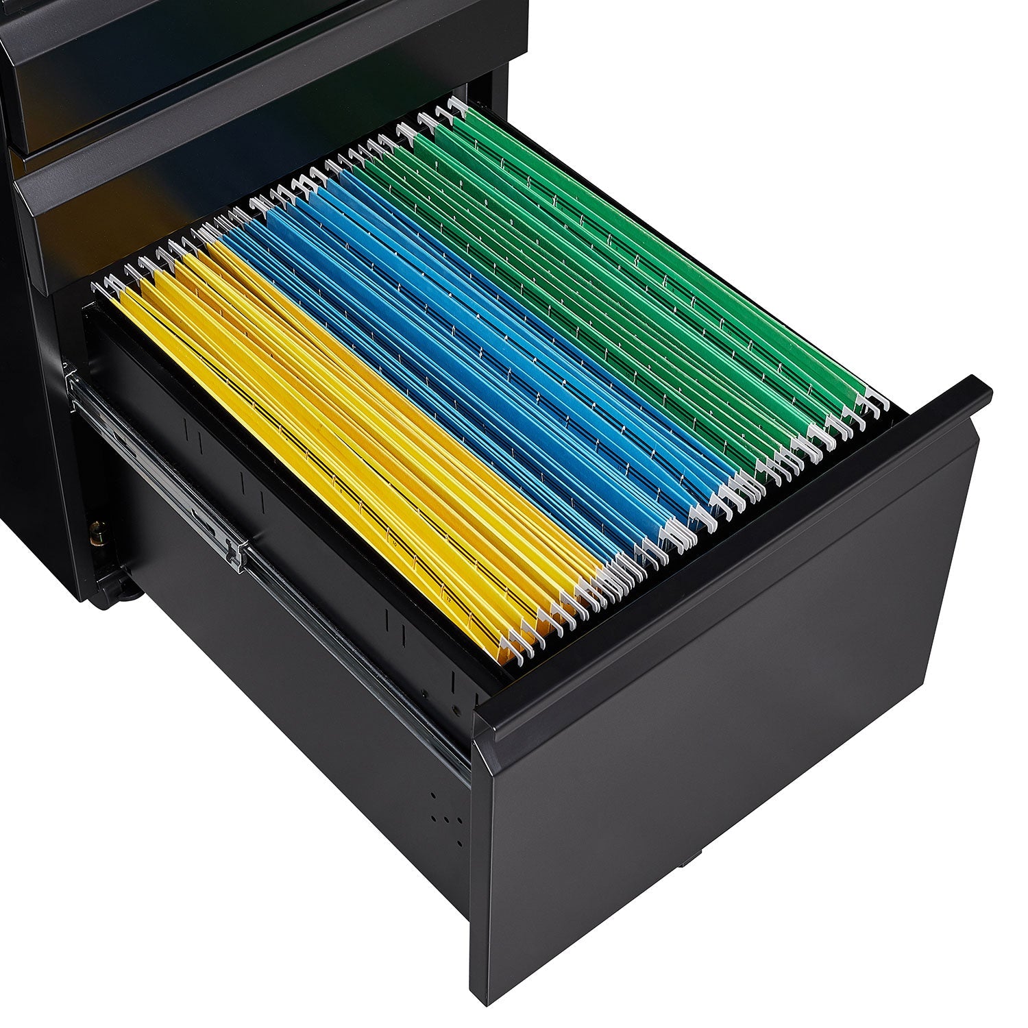 Locked Three Drawer Mobile Metal Filing Cabinet with Wheels