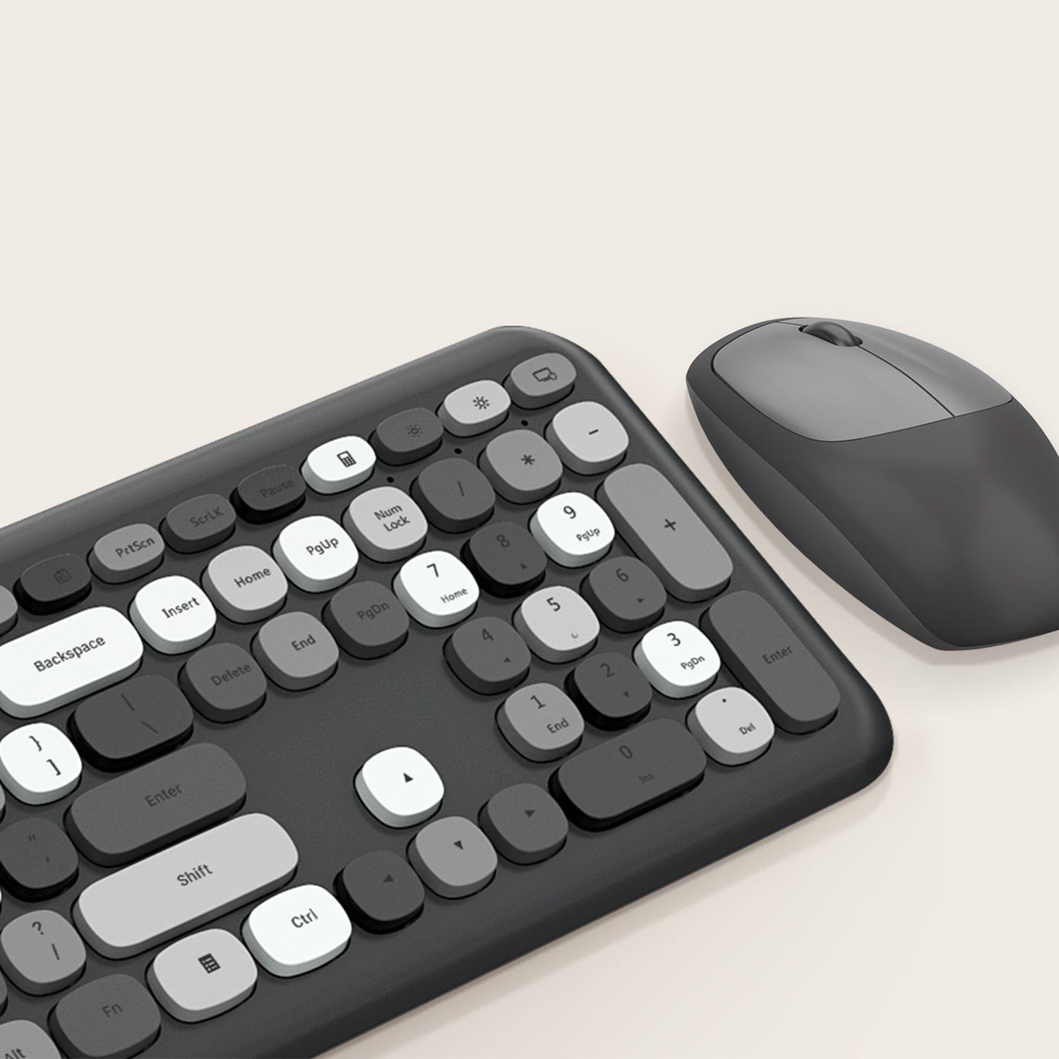 Wireless Full-Size Keyboard and Mouse Combo Black Gray