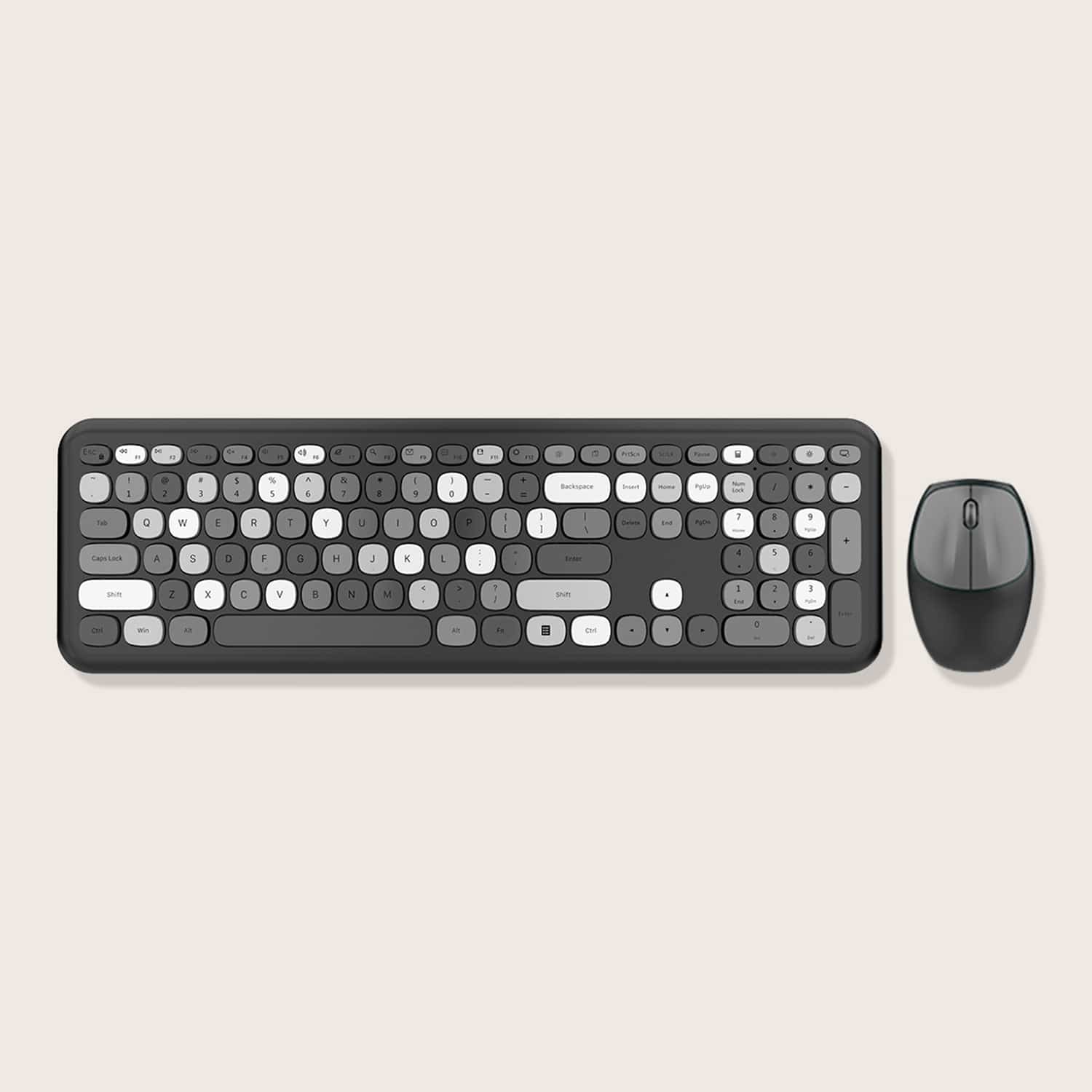 Wireless Full-Size Keyboard and Mouse Combo Black Gray
