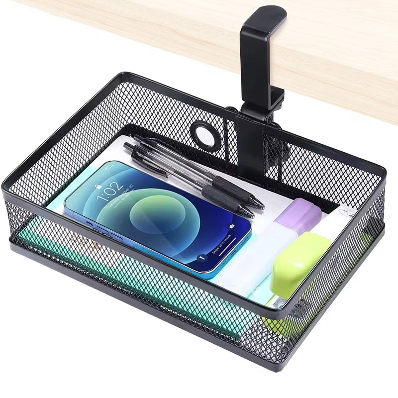 Mesh Clamp-On Desk Organizer with Swivel Pencil Drawer Storage