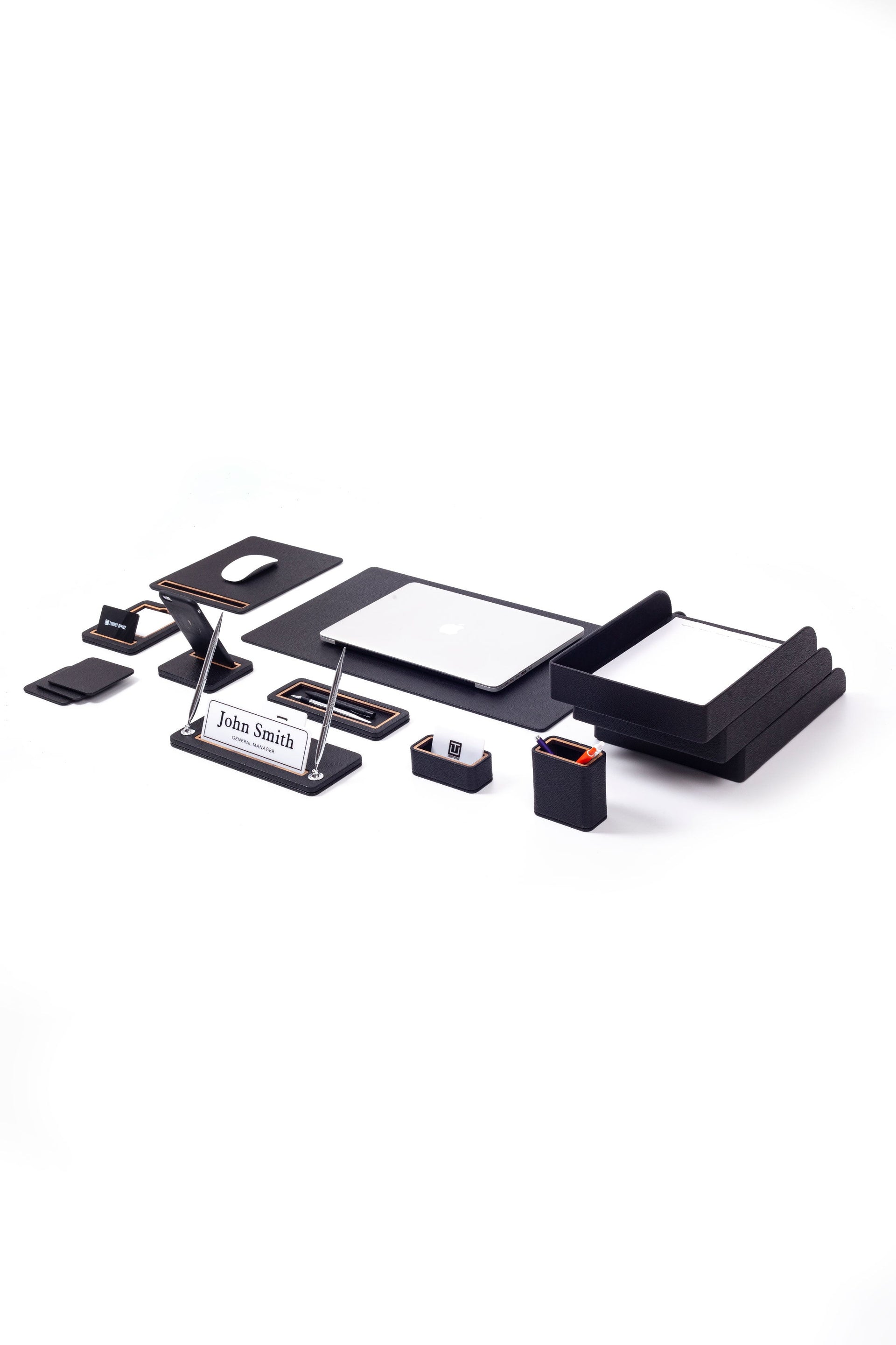 Capella Leather Desk Set with Three Document Shelves