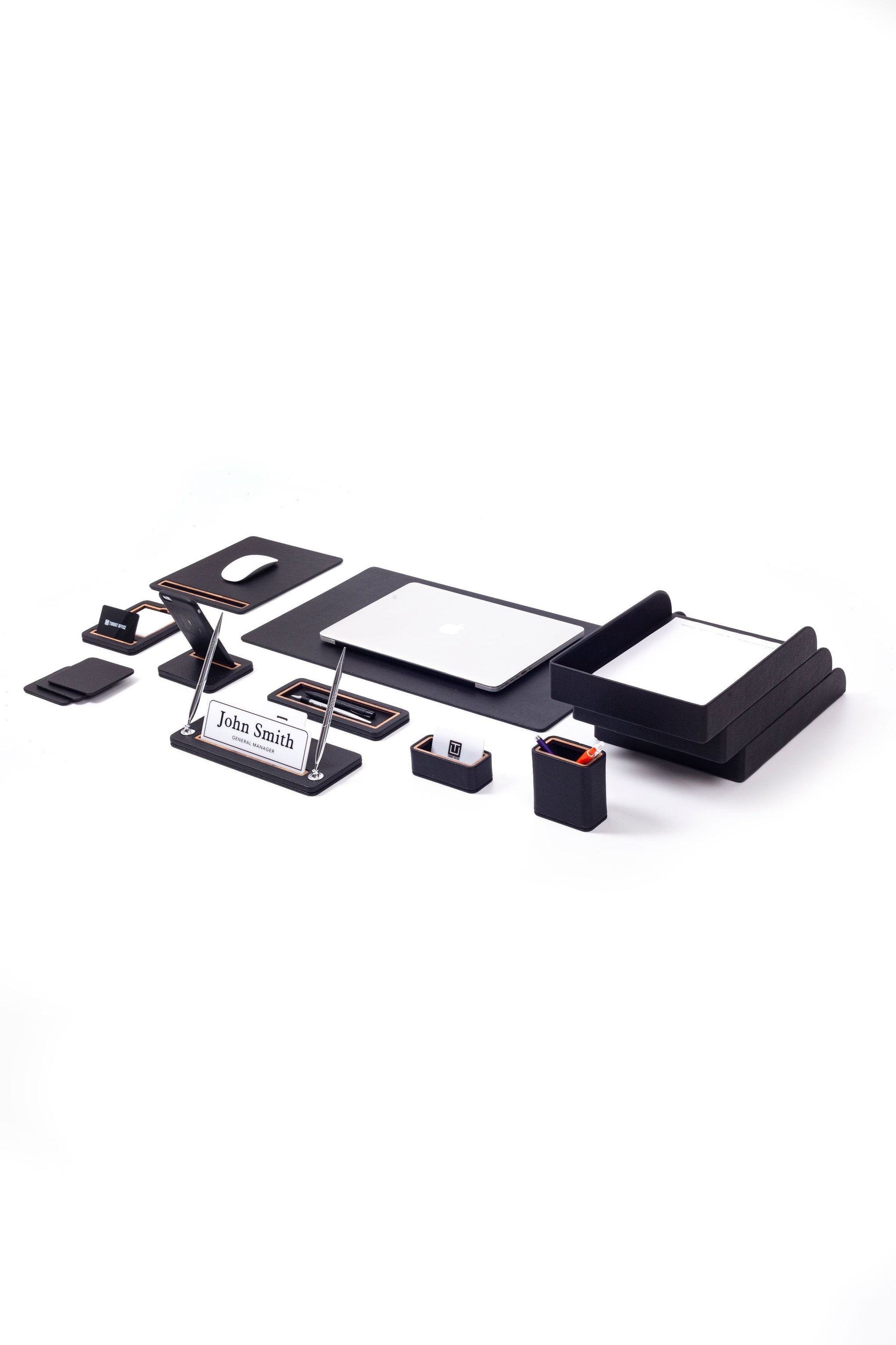Capella Leather Desk Set with Three Document Shelves