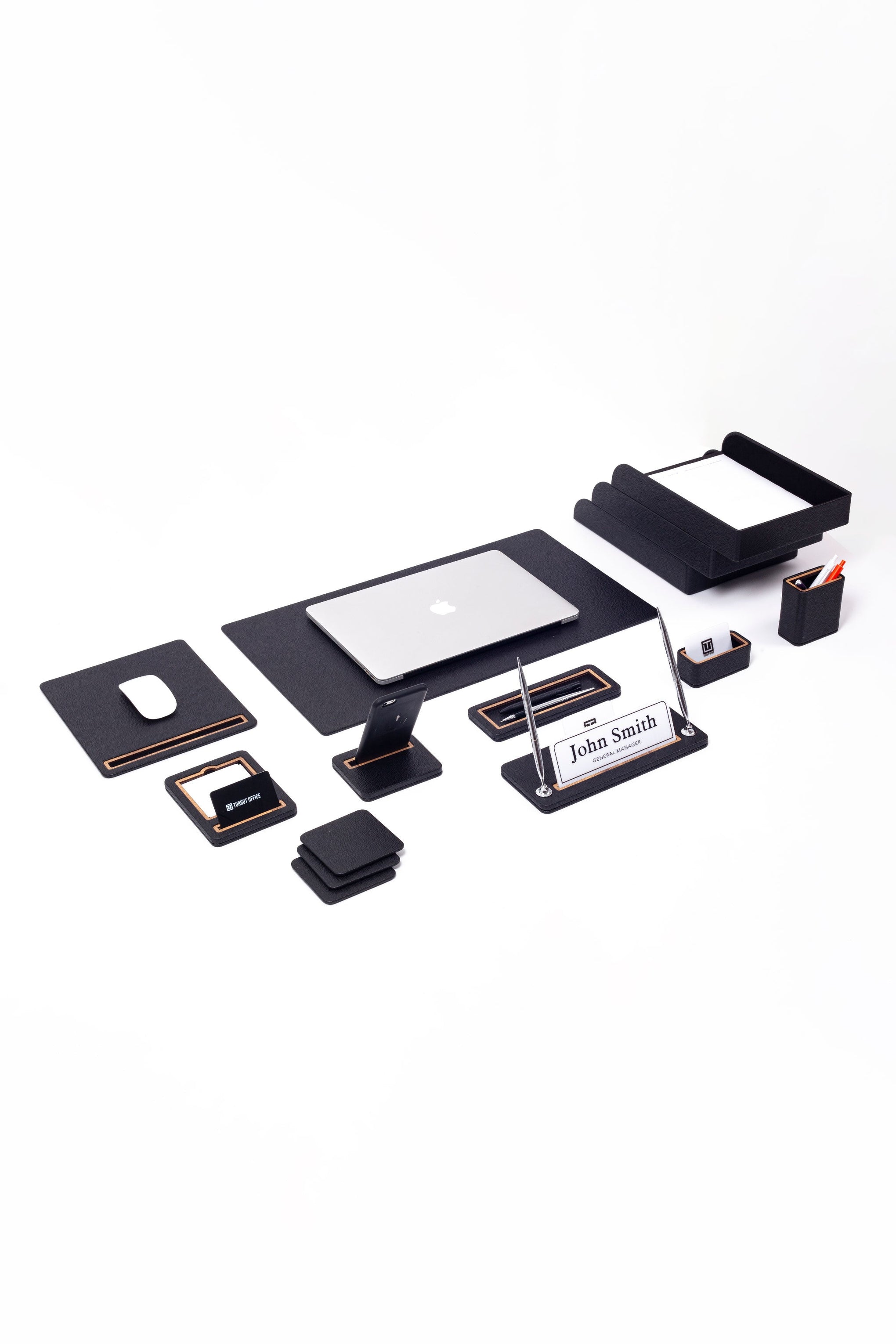 Capella Leather Desk Set with Three Document Shelves