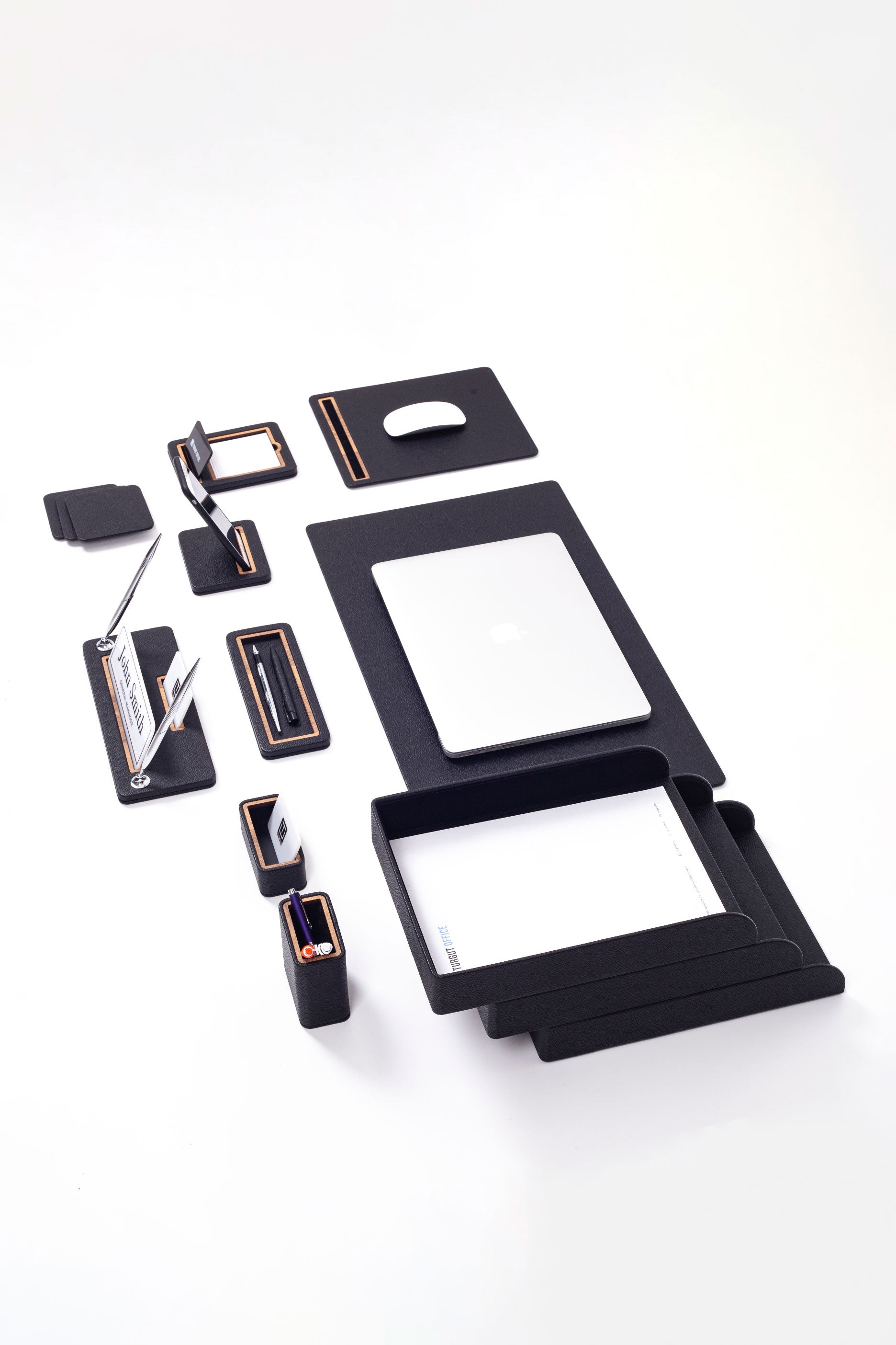 Capella Leather Desk Set with Three Document Shelves