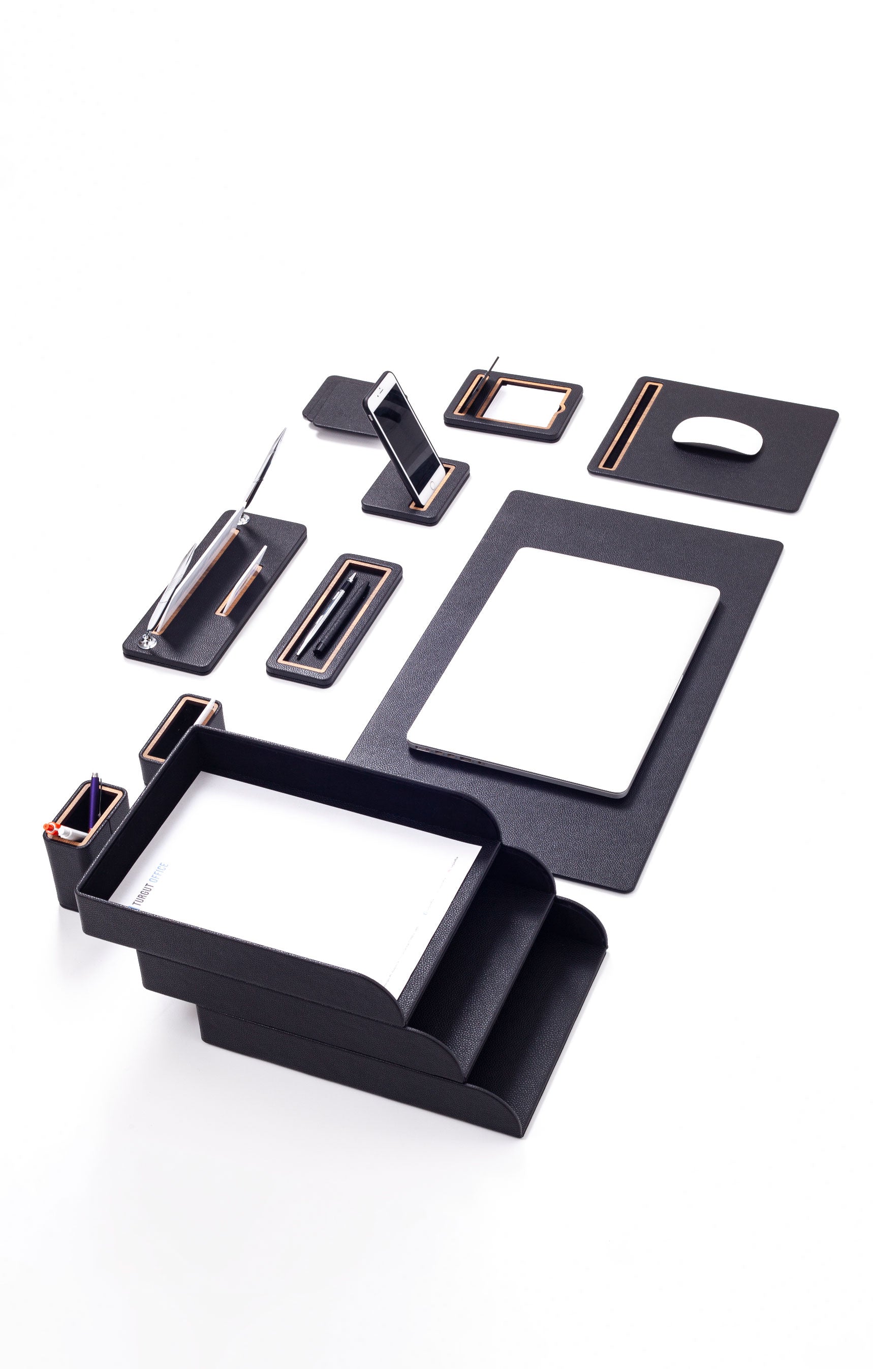 Capella Leather Desk Set with Three Document Shelves