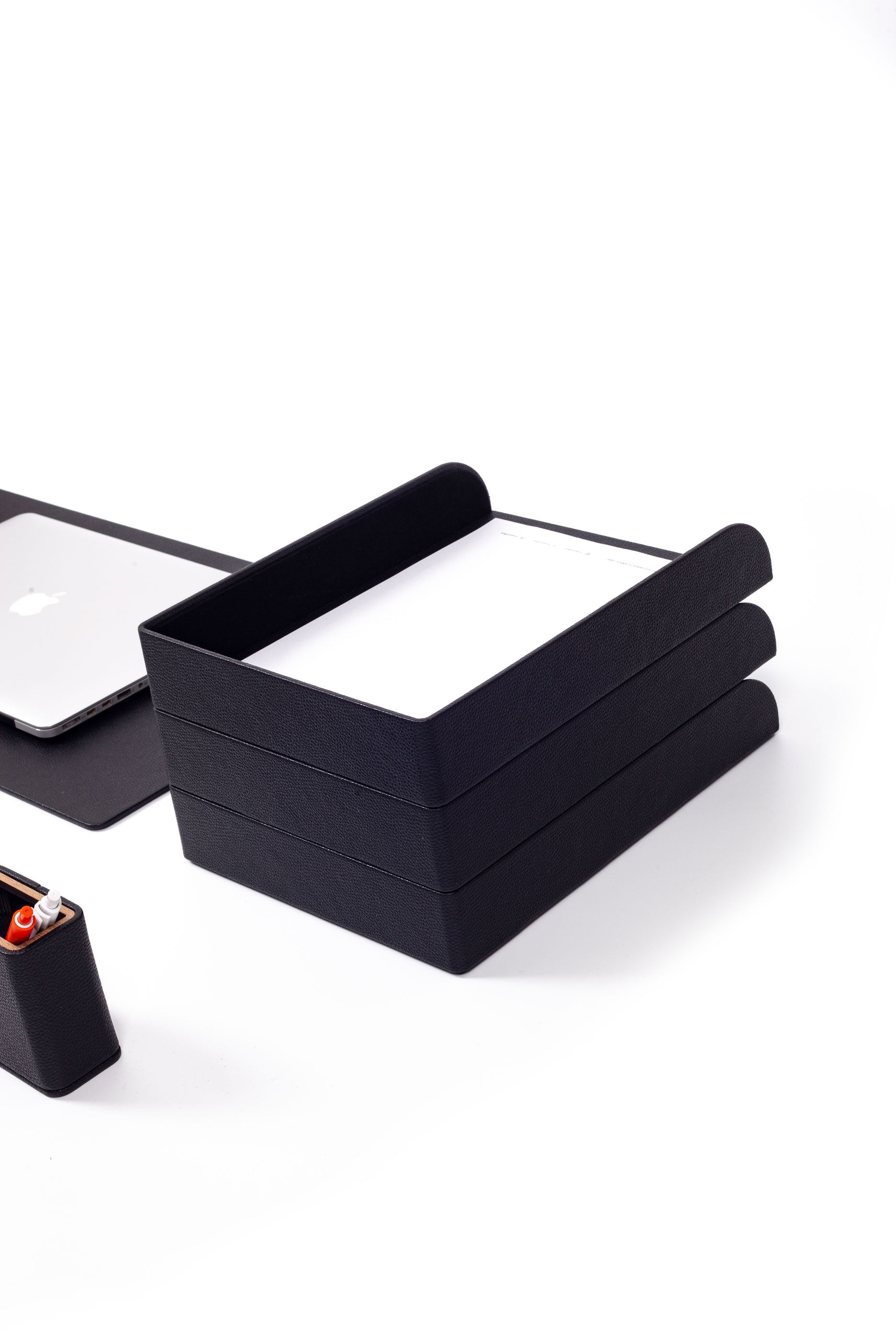 Capella Leather Desk Set with Three Document Shelves