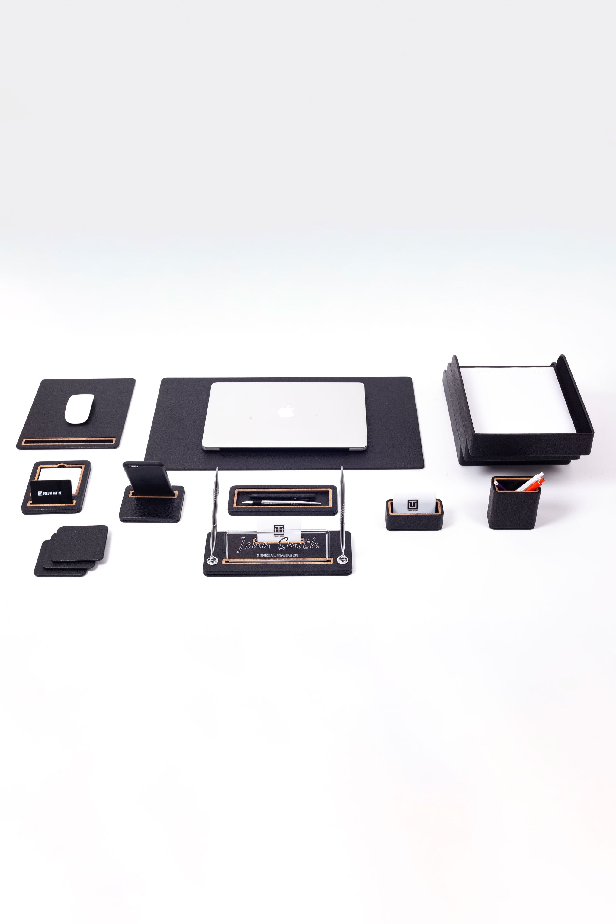Capella Leather Desk Set with Three Document Shelves