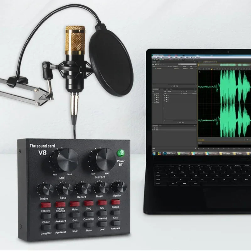 V8 Professional Sound Card Audio Interface for Streaming Recording