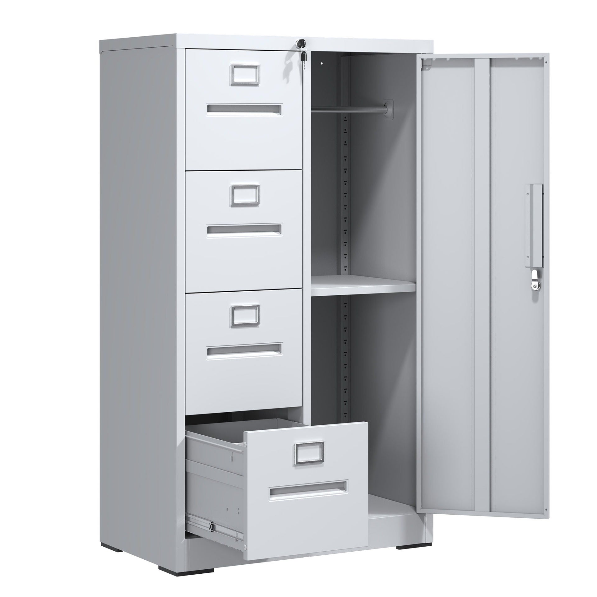 Metal Vertical Filing Cabinet with Lock Four Drawer Storage