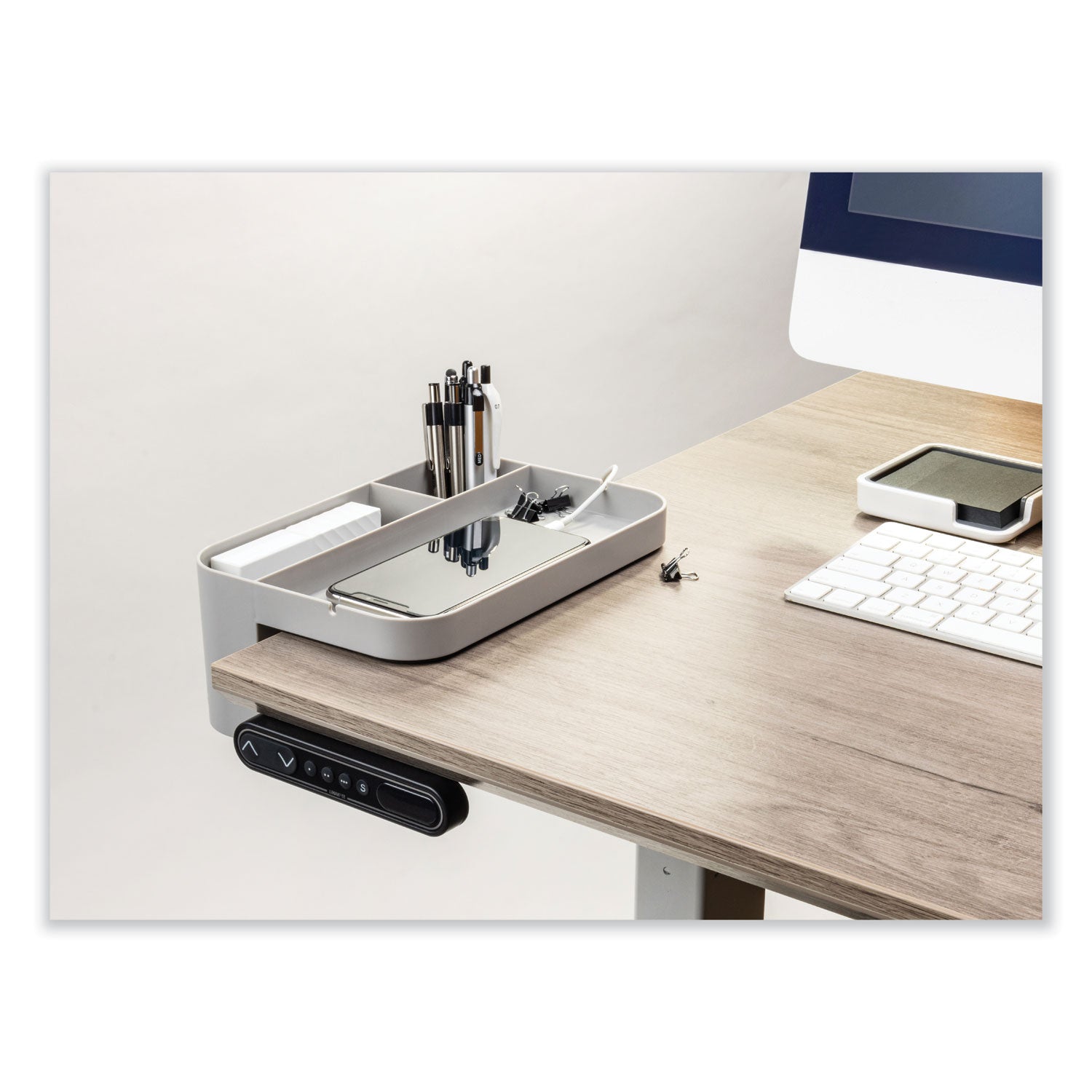 Deflecto Standing Desk Organizer Two Section Gray Storage