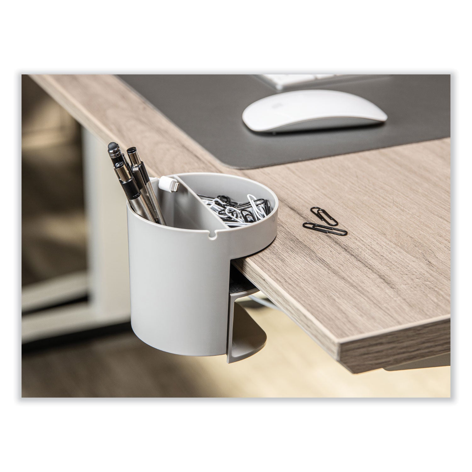 Deflecto Standing Desk Organizer with Two Storage Sections Gray