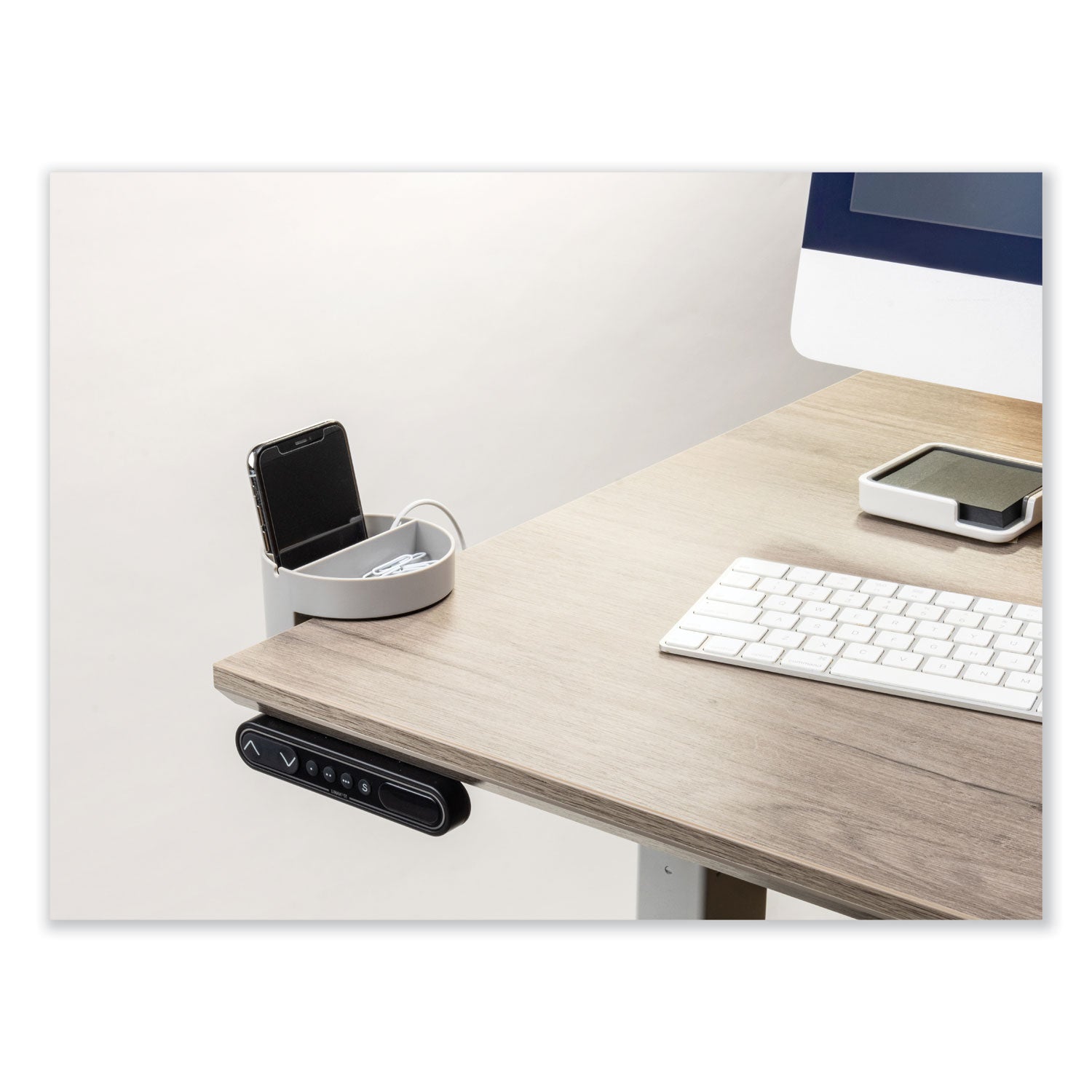 Deflecto Standing Desk Organizer with Two Storage Sections Gray