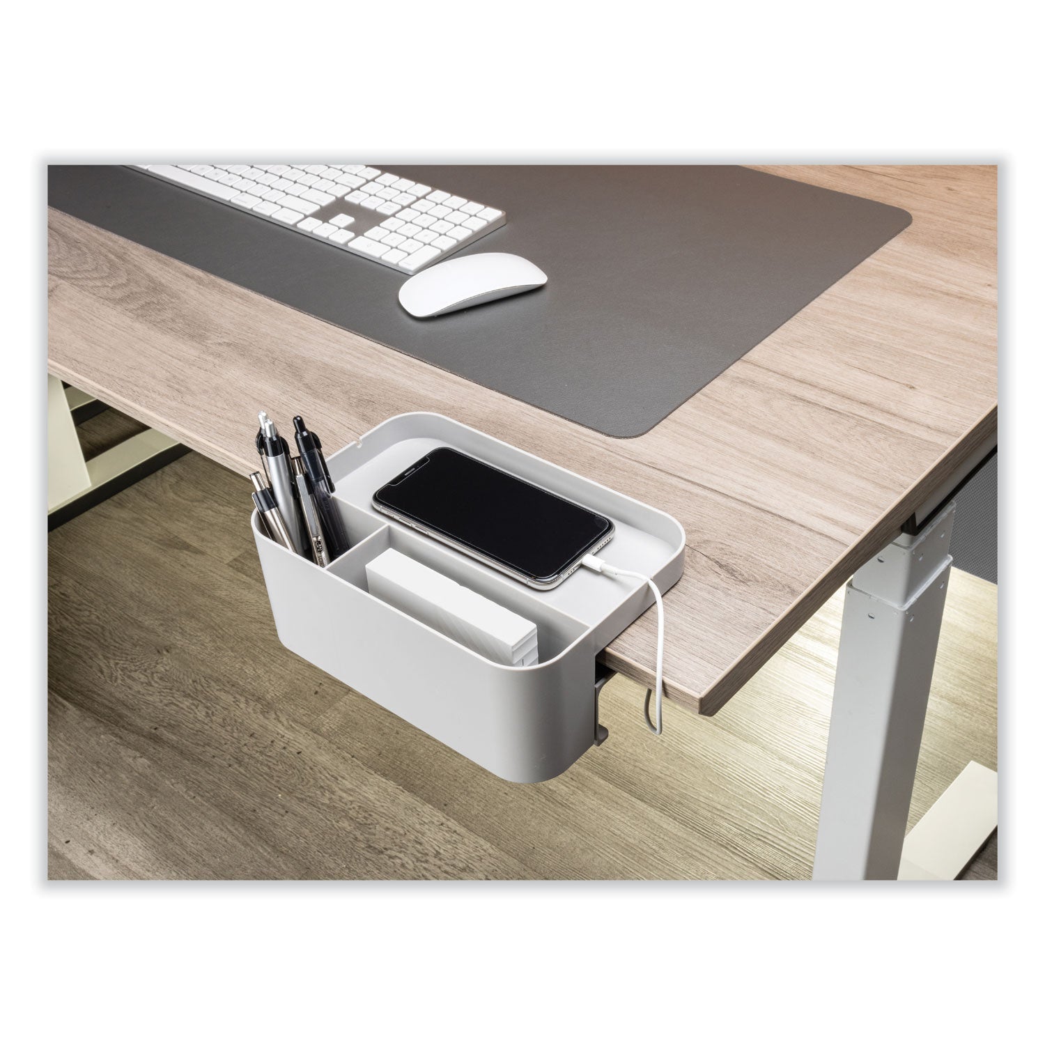 Deflecto Standing Desk Organizer Two Section Gray Storage