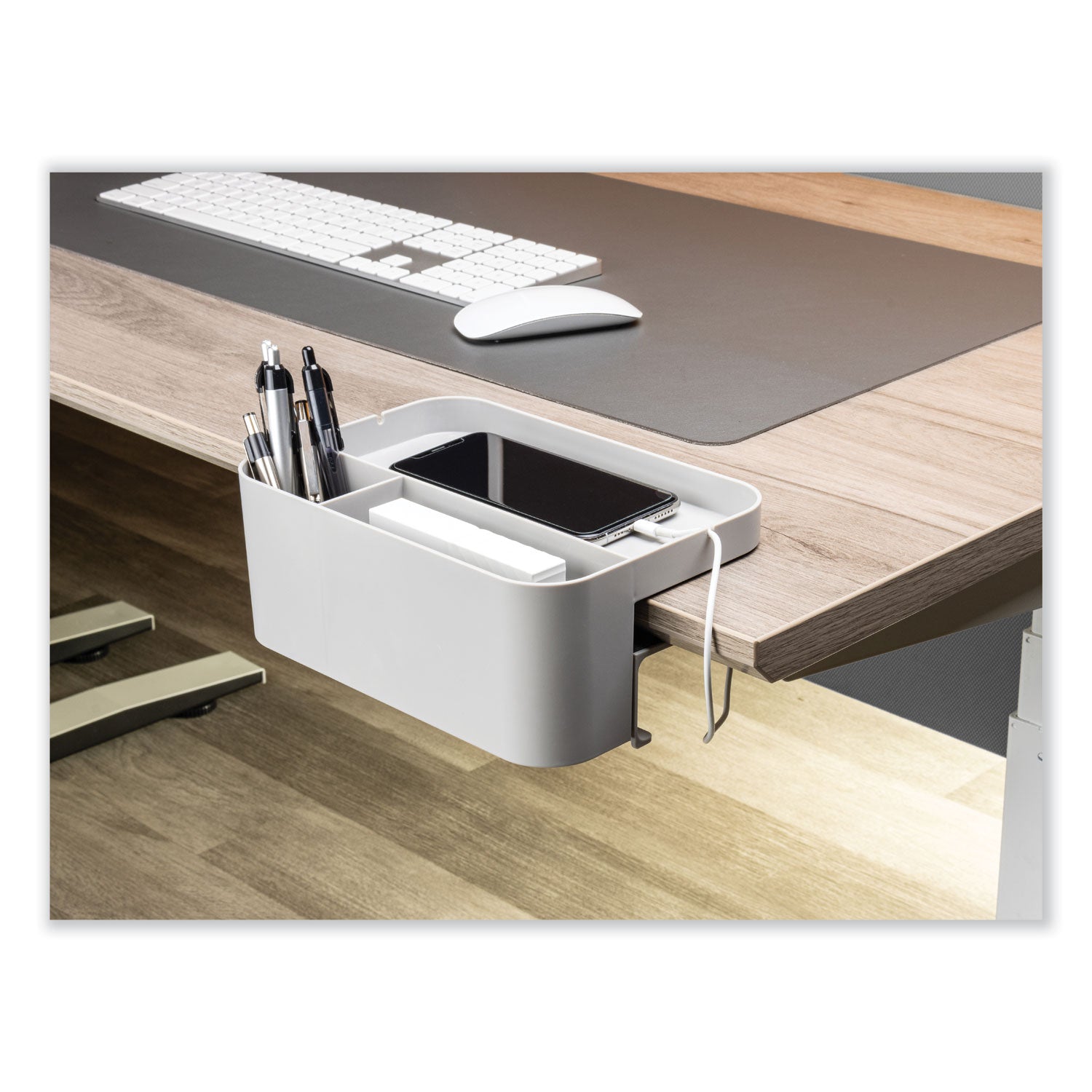 Deflecto Standing Desk Organizer Two Section Gray Storage