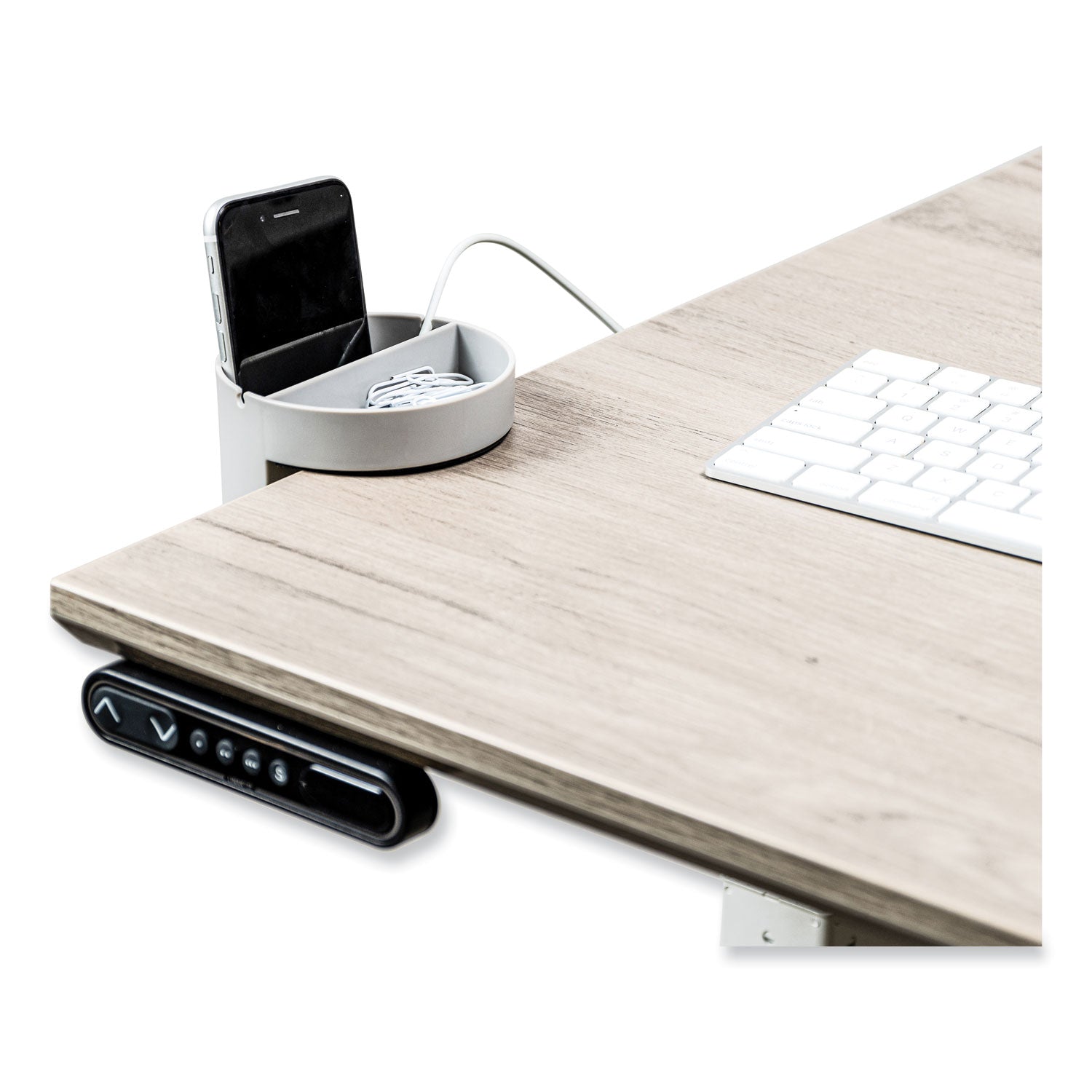 Deflecto Standing Desk Organizer with Two Storage Sections Gray
