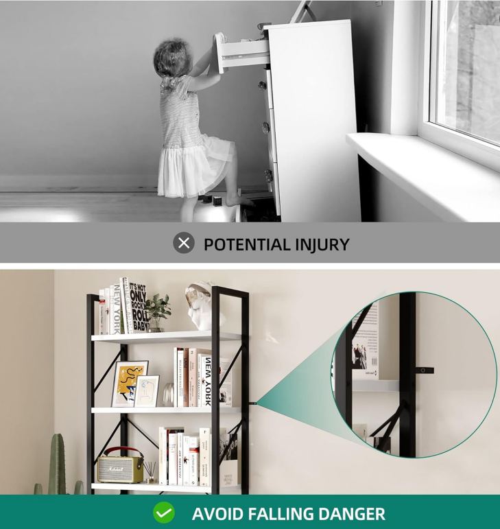 5-Tier White Freestanding Bookshelf with Open Display Storage Shelves