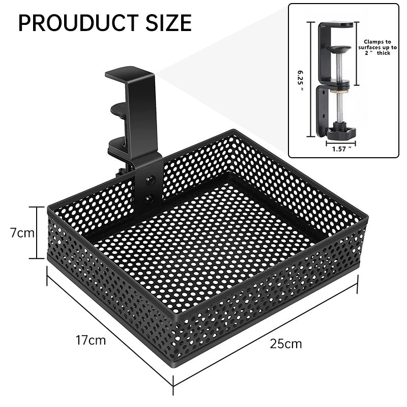 Mesh Clamp-On Desk Organizer with Swivel Pencil Drawer Storage