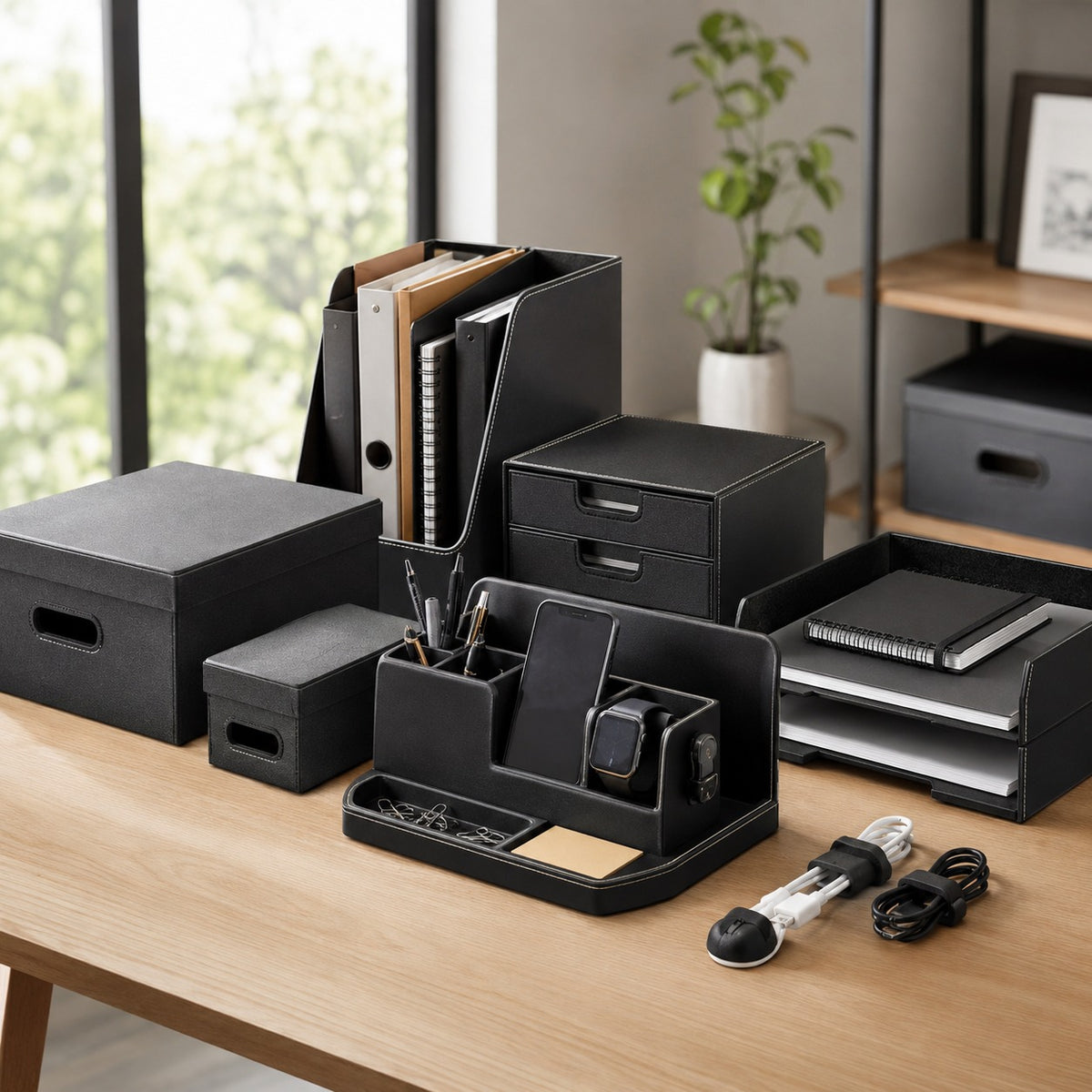Black office desk