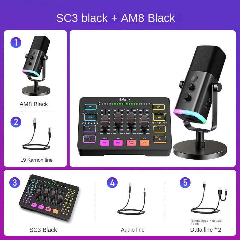 SC3 USB Sound Card Streaming Microphone Kit