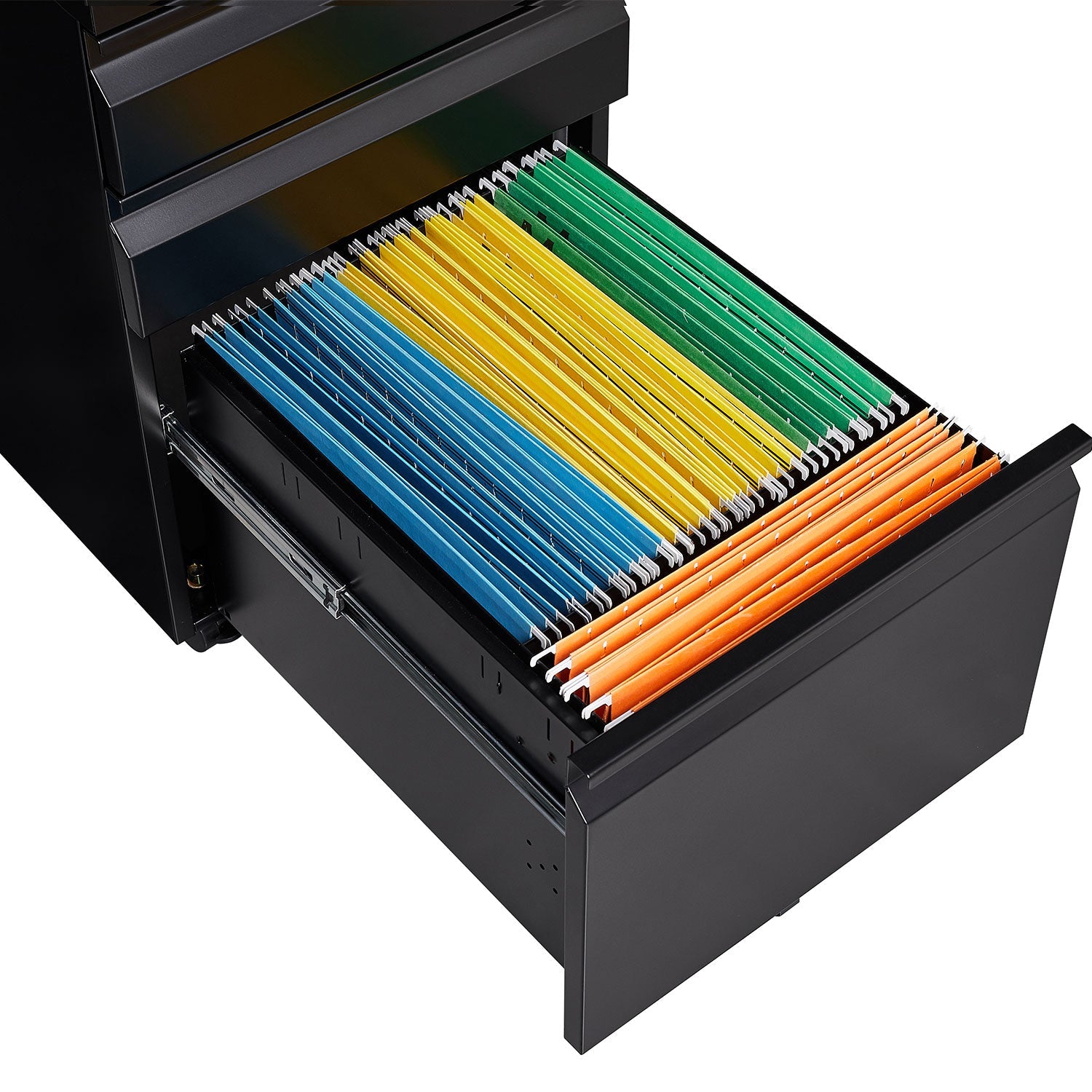 Locked Three Drawer Mobile Metal Filing Cabinet with Wheels