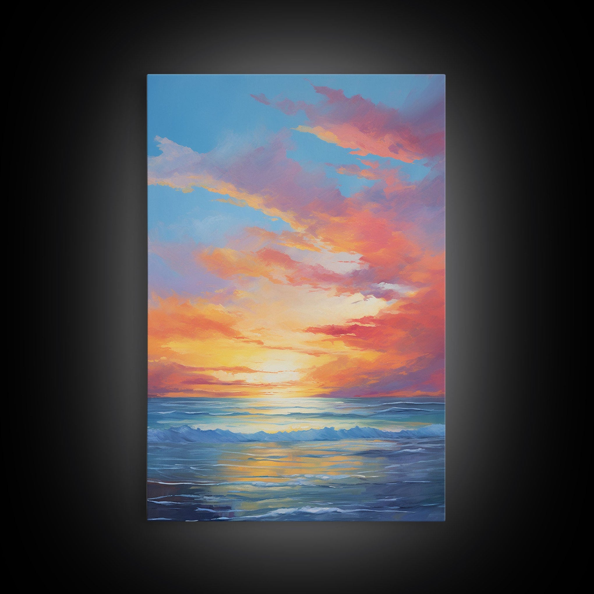 Ocean Sunset Canvas Wall Art for Home Office Decor