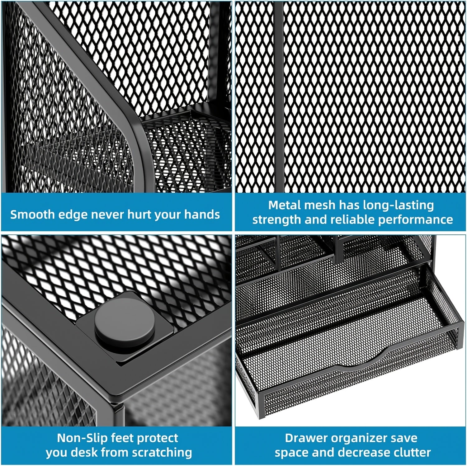 Iron Mesh Multi-Layer Desk Organizer for Stationery Storage