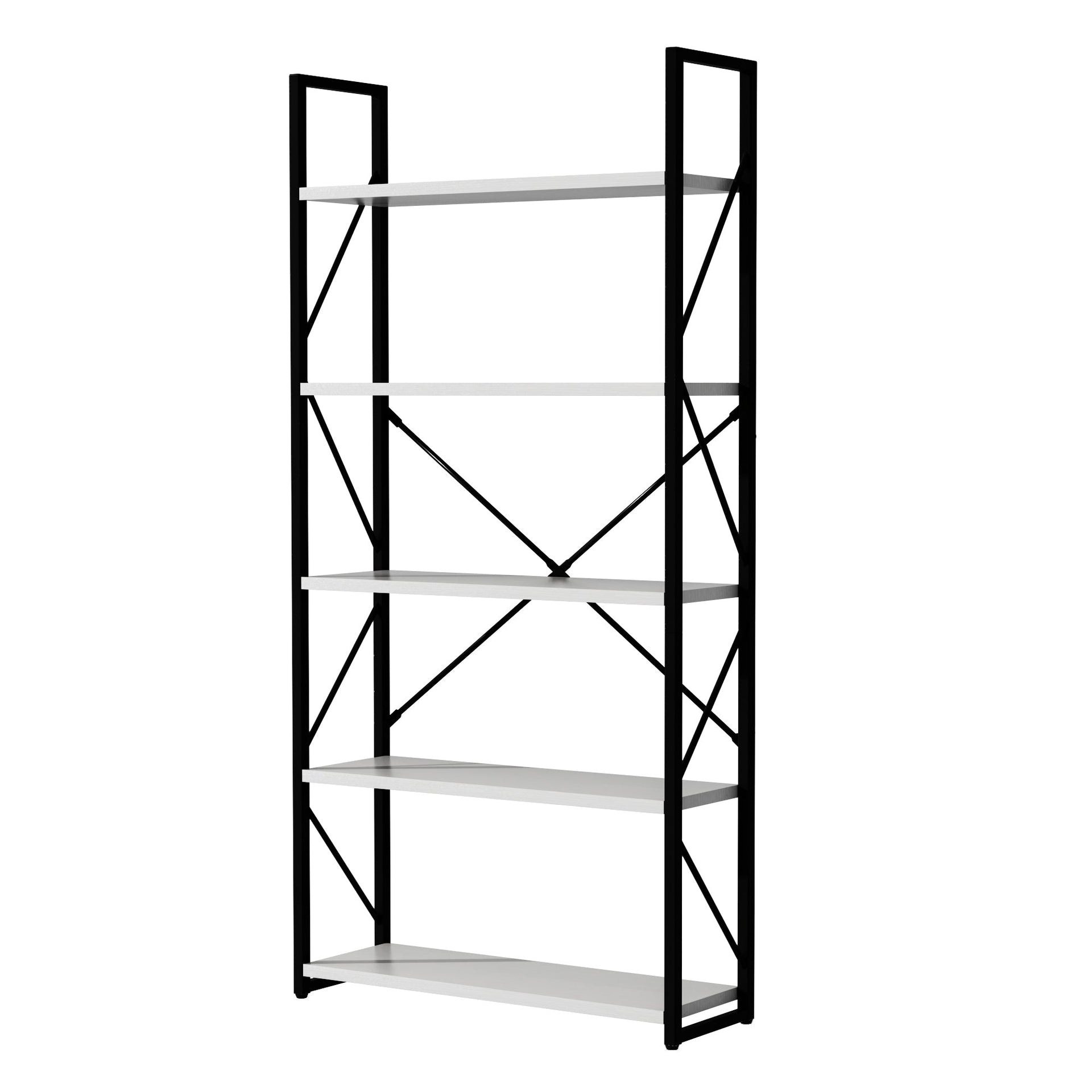 5-Tier White Freestanding Bookshelf with Open Display Storage Shelves