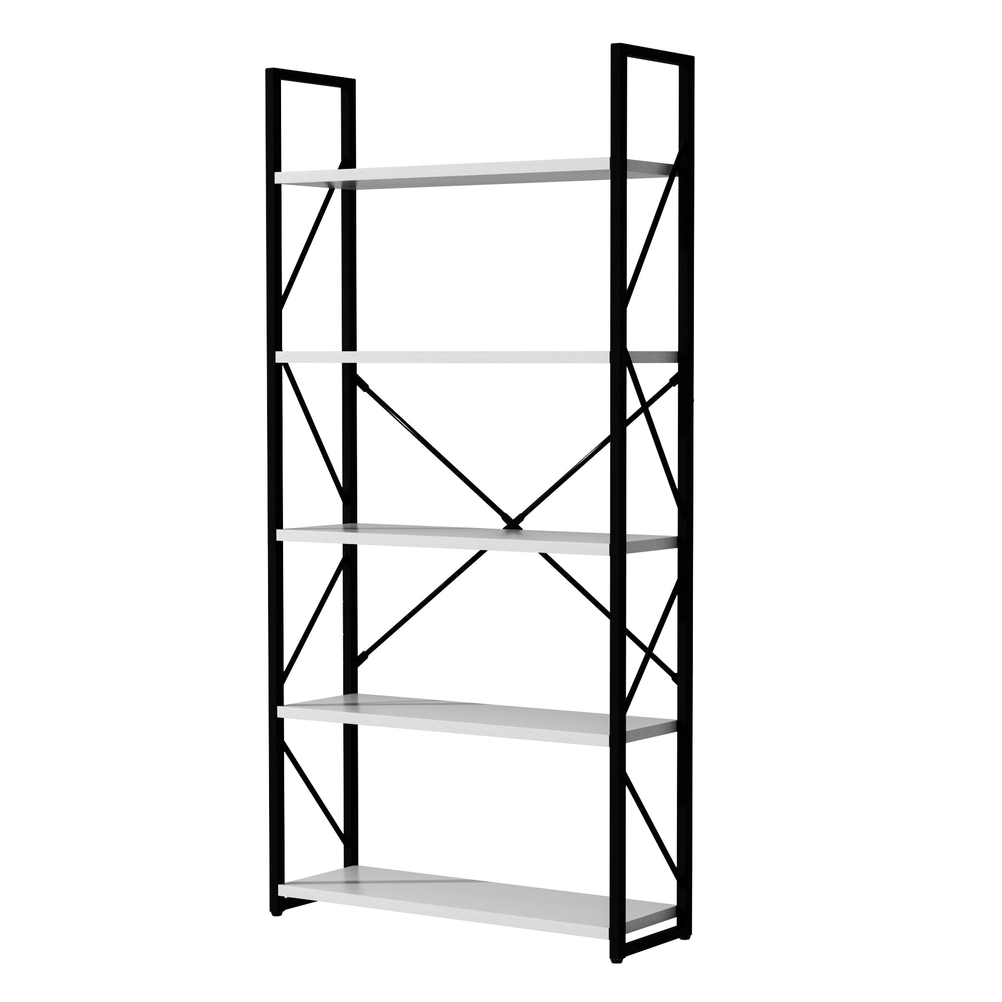 5-Tier White Freestanding Bookshelf with Open Display Storage Shelves