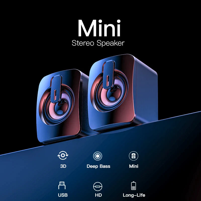 Mini USB Wired Computer Speakers with 3D Stereo Sound