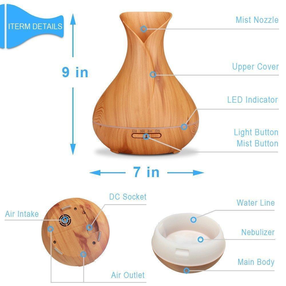 500ML Ultrasonic Essential Oil Diffuser with Seven Color Lights