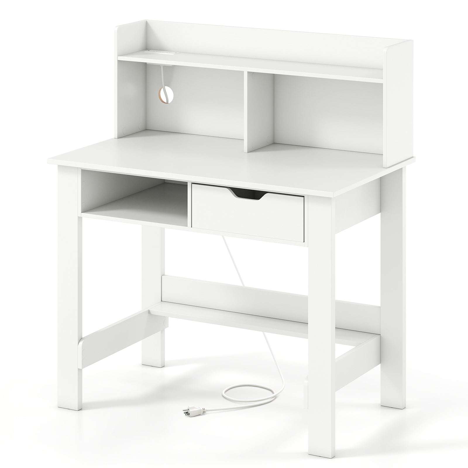 Home Office Computer Desk with Storage Shelves and Drawer