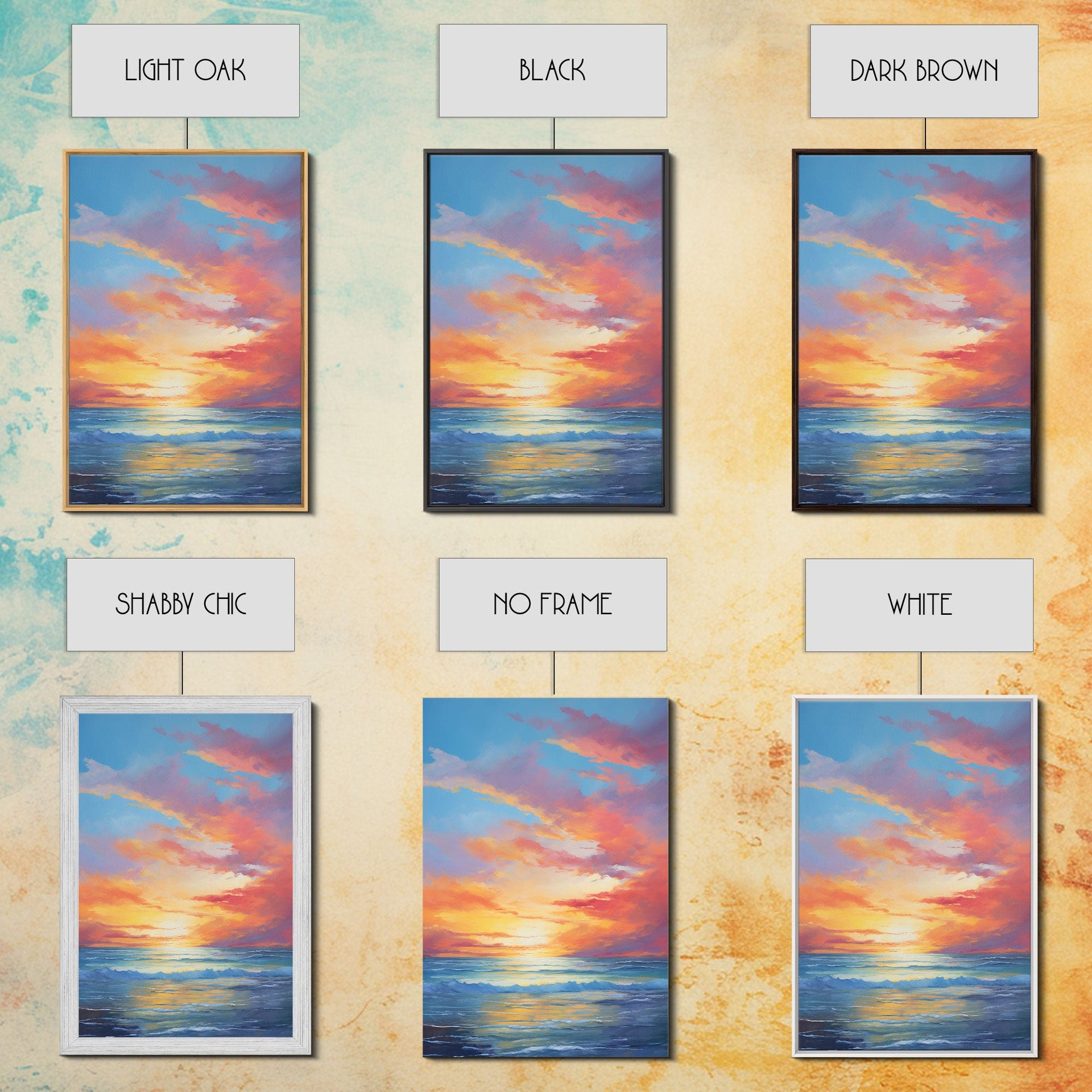 Ocean Sunset Canvas Wall Art for Home Office Decor