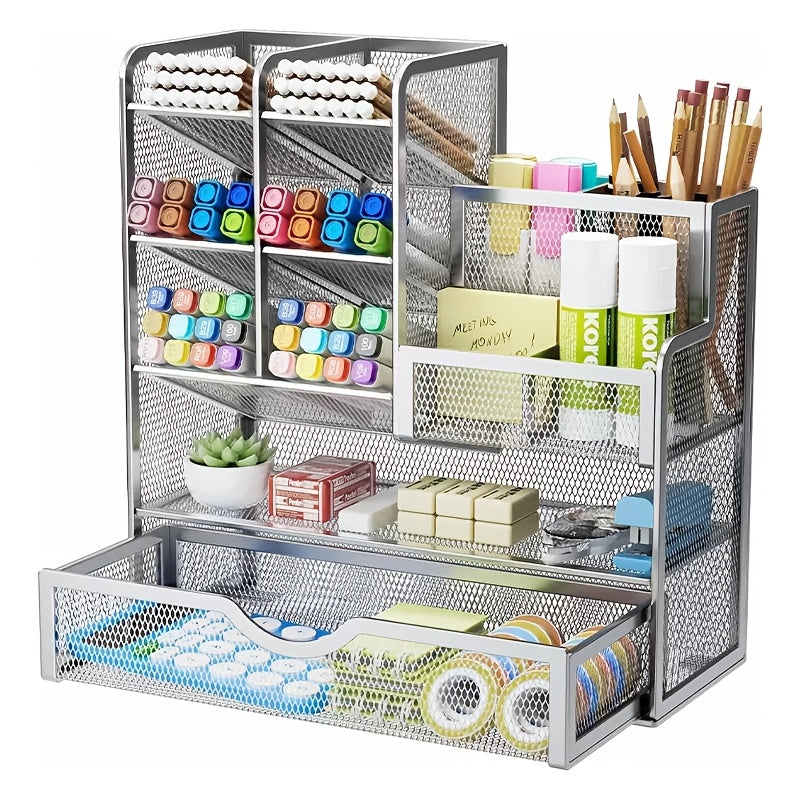 Iron Mesh Multi-Layer Desk Organizer for Stationery Storage