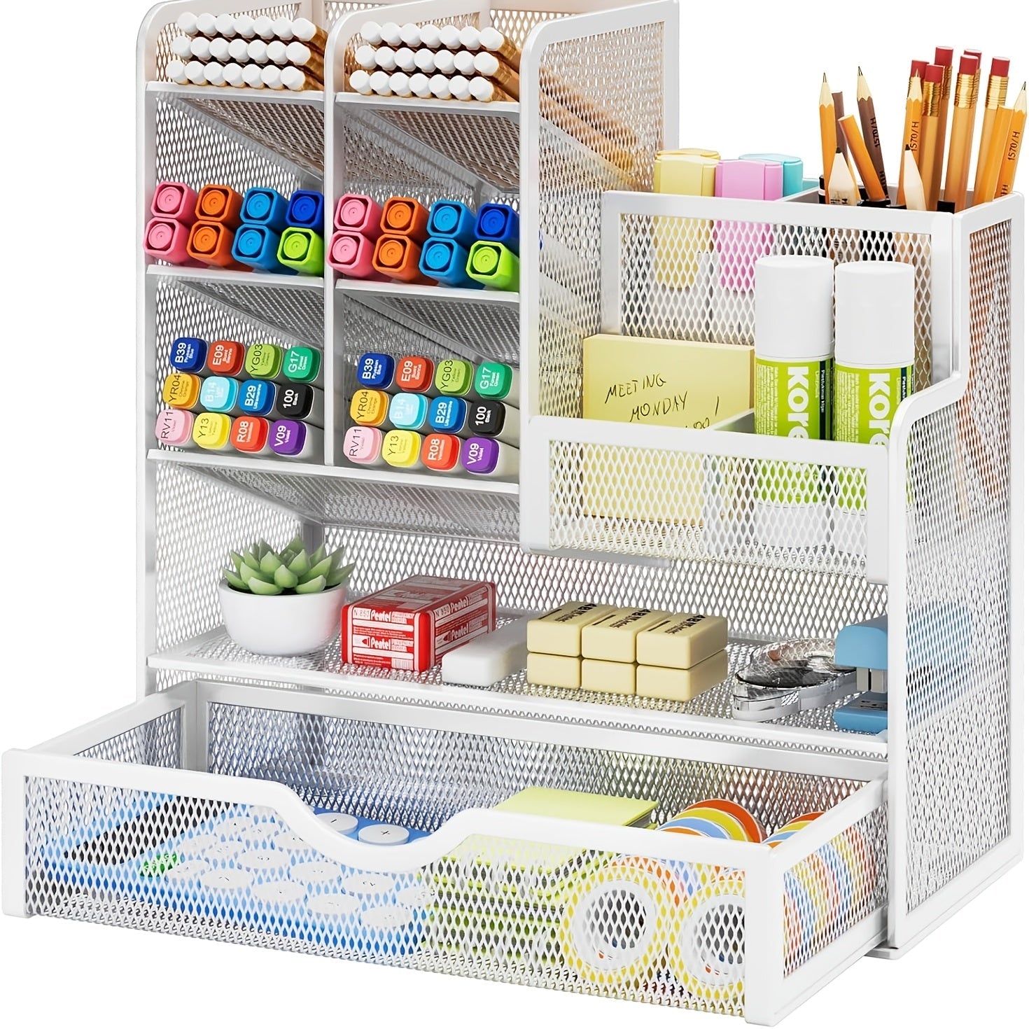 Iron Mesh Multi-Layer Desk Organizer for Stationery Storage