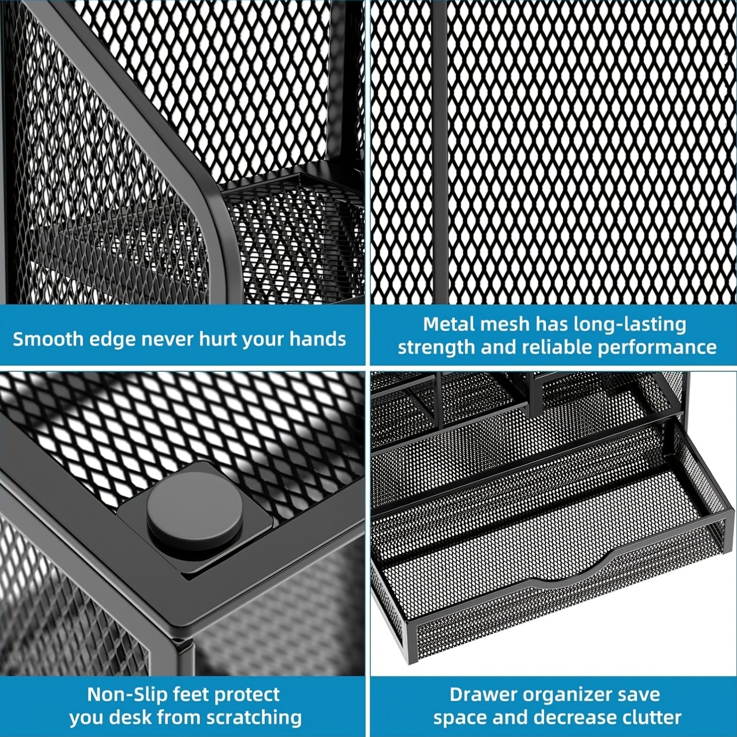 Iron Mesh Multi-Layer Desk Organizer for Stationery Storage
