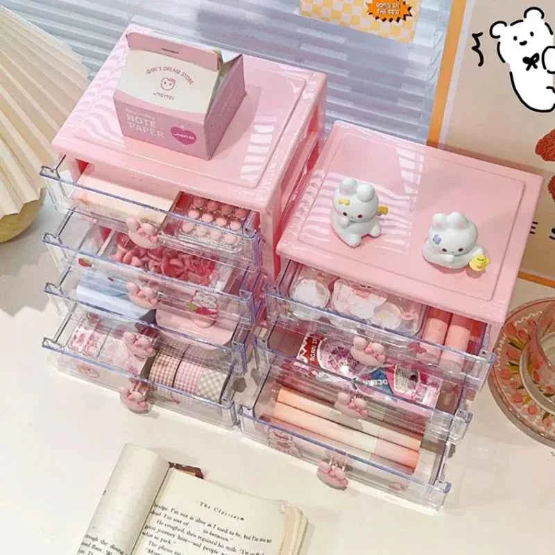 Desktop Storage Organizer Box with Drawer and Pen Holder