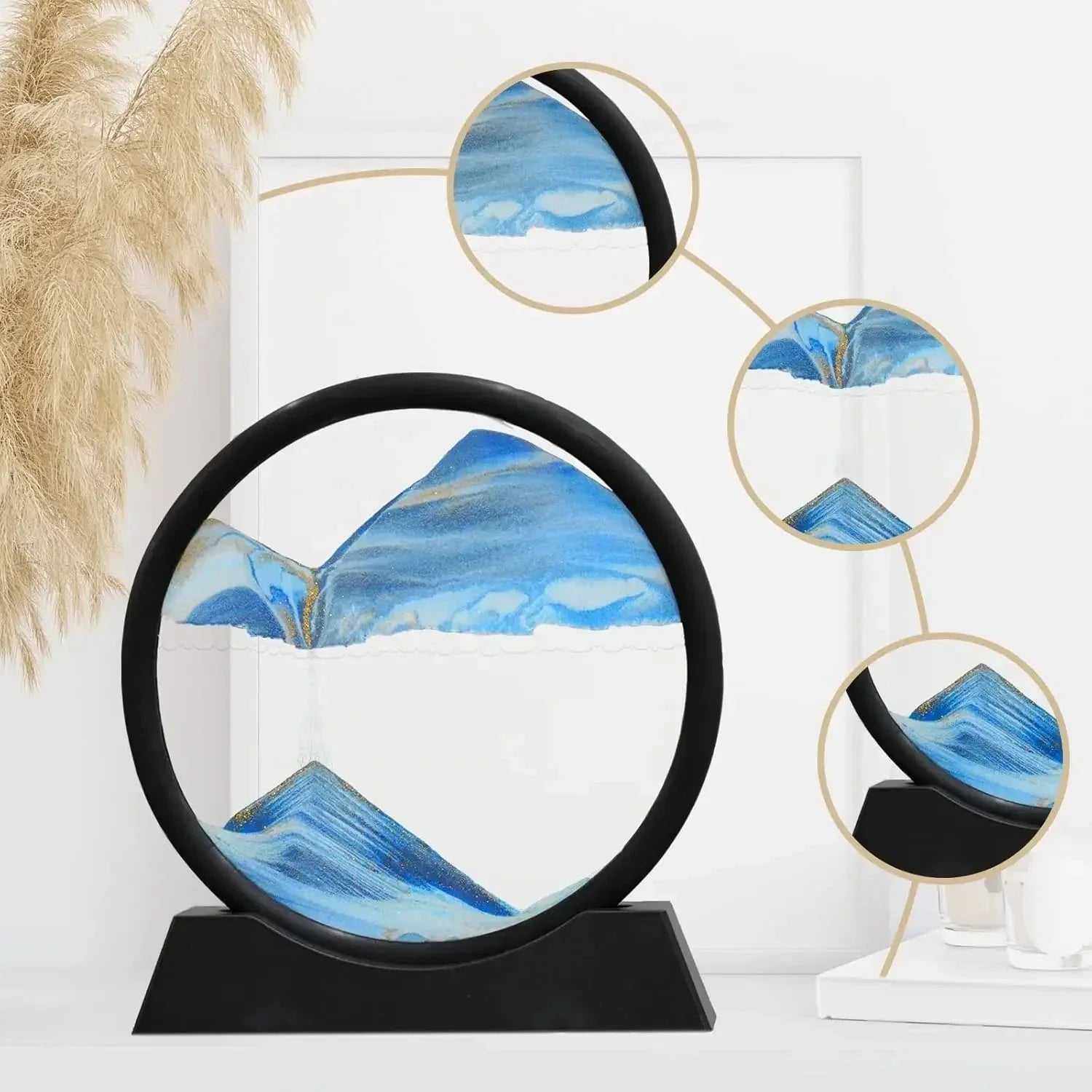 3D Moving Sand Art Round Glass Sandscape Decor Display
