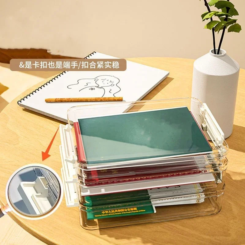 Acrylic Transparent A4 Desktop Document Storage Organizer Box