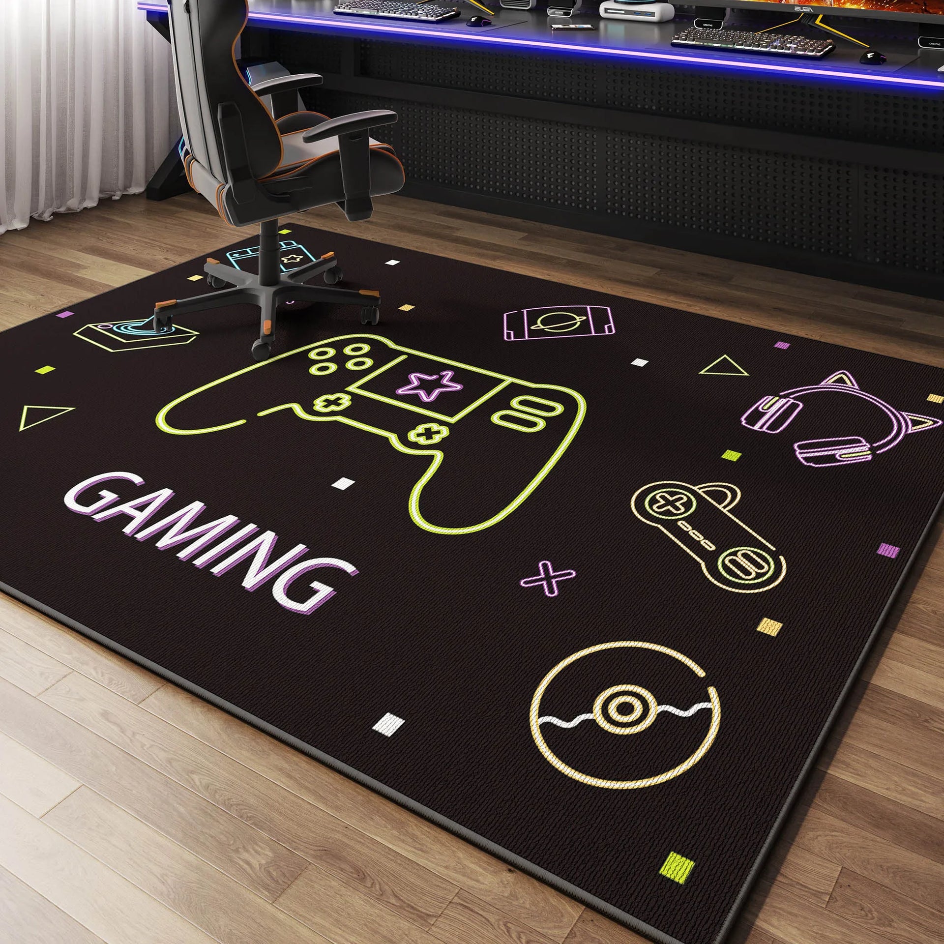 Luxury Anti-Slip Gaming Room Chair Floor Mat Carpet Decor