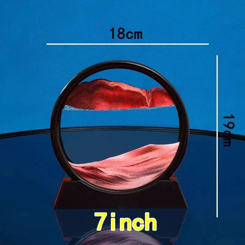 3D Moving Sand Art Round Glass Sandscape Decor Display