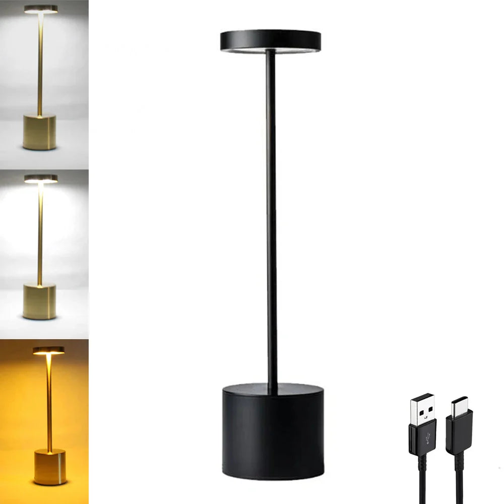 Rechargeable Aluminum LED Table Lamp with Touch Dimming