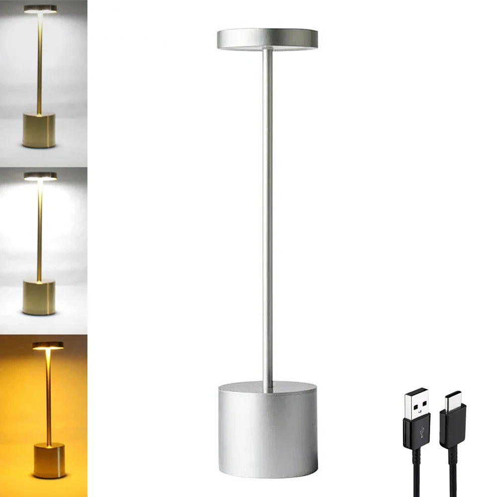 Rechargeable Aluminum LED Table Lamp with Touch Dimming