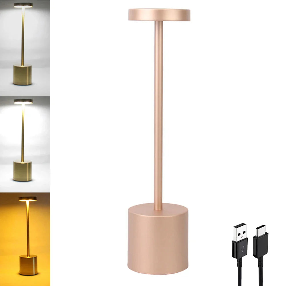 Rechargeable Aluminum LED Table Lamp with Touch Dimming