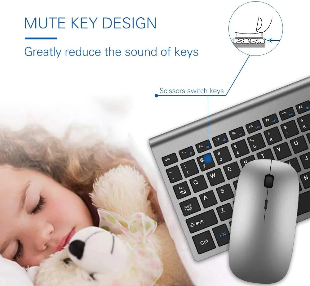 Wireless Keyboard and Ergonomic Mouse Combo Set