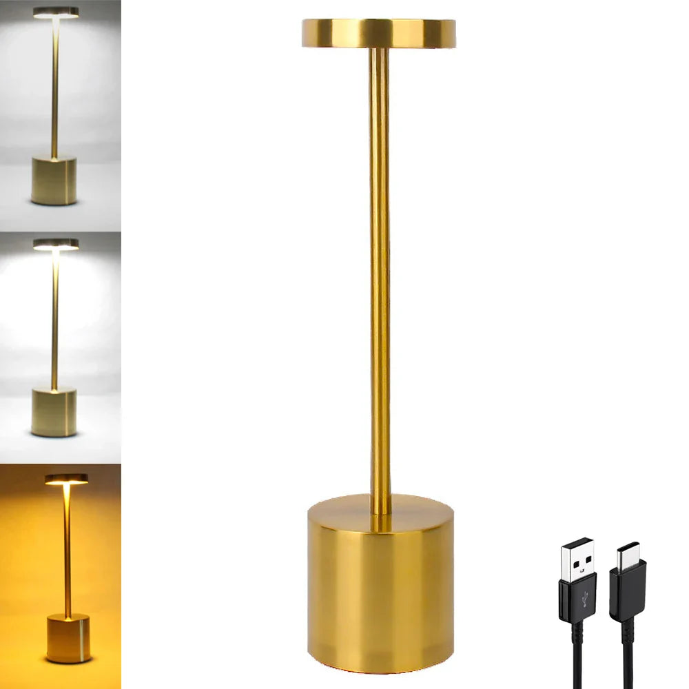 Rechargeable Aluminum LED Table Lamp with Touch Dimming