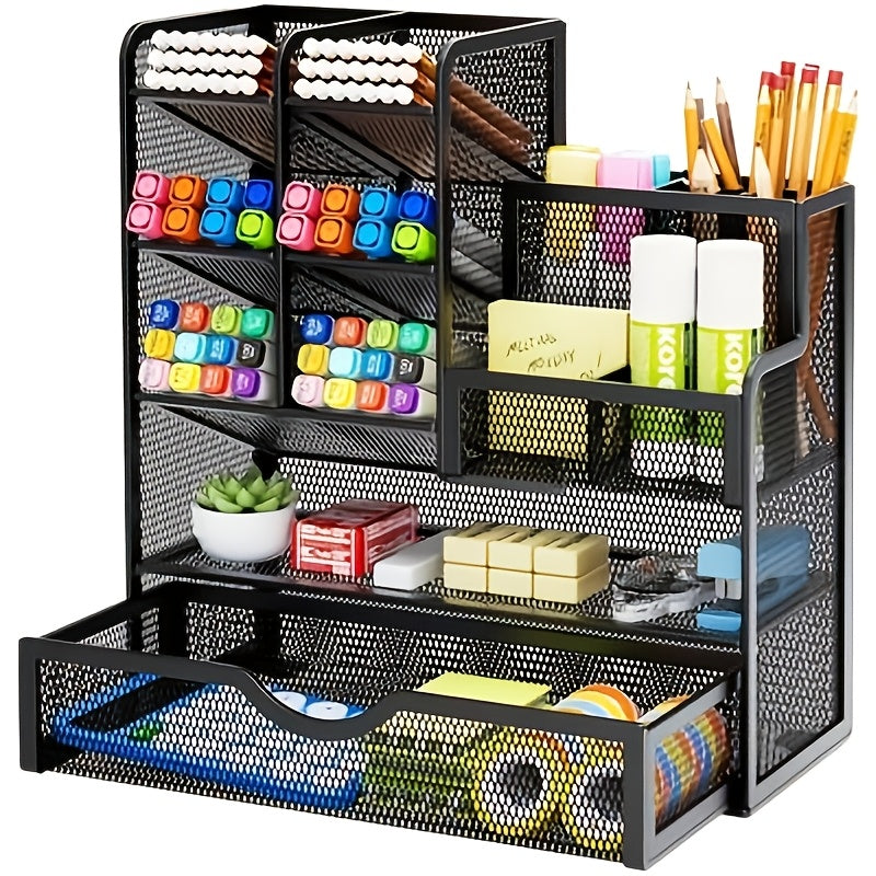 Iron Mesh Multi-Layer Desk Organizer for Stationery Storage