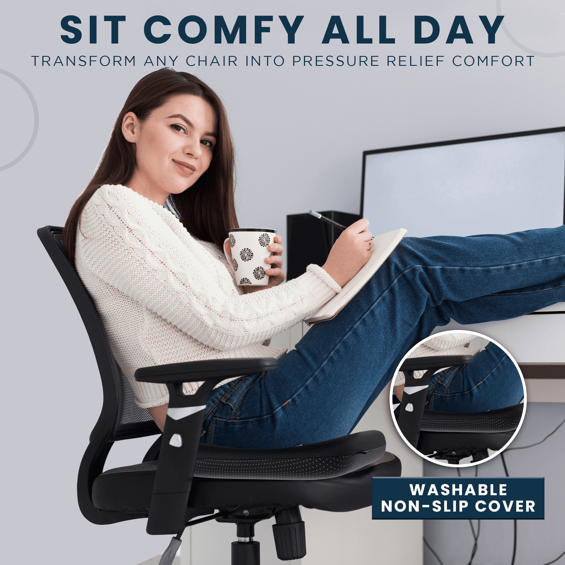 XL Gel Seat Cushion for Office Car Chairs