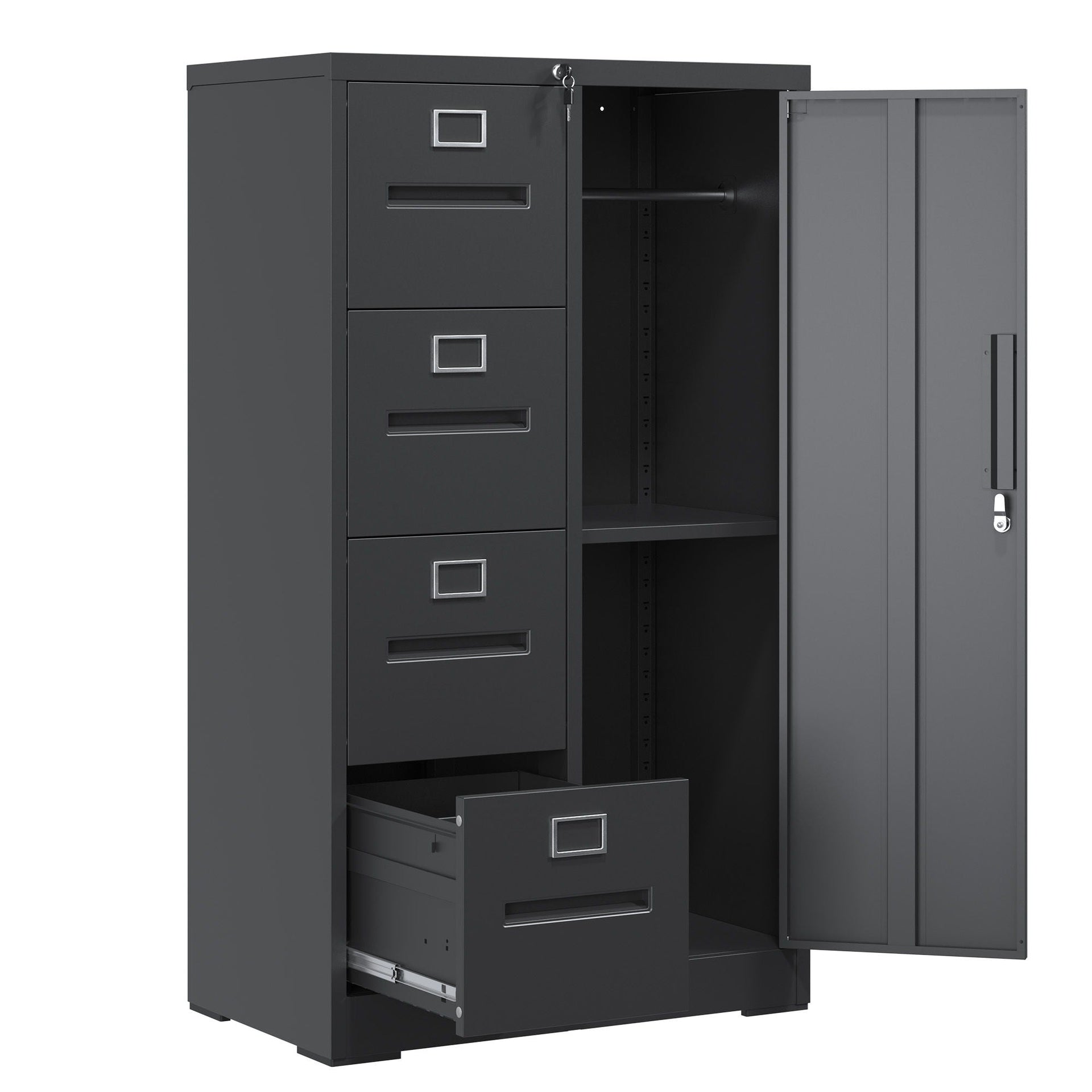 Metal Vertical Filing Cabinet with Lock Four Drawer Storage